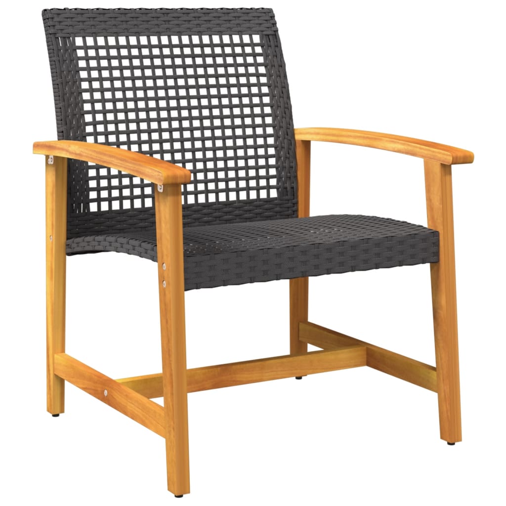 vidaXL Set mobilier bistro, 3 piese, poliratan negru/lemn de acacia vidaXL Set mobilier bistro, 3 piese, poliratan negru/lemn de acacia
