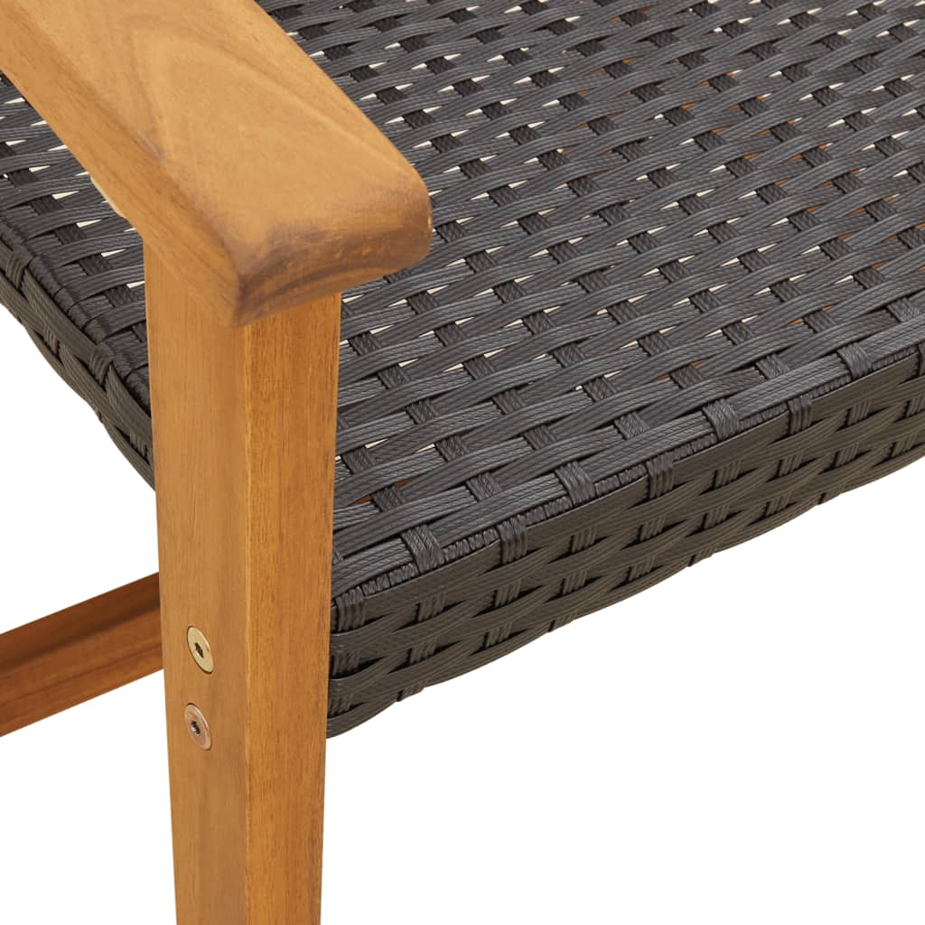 vidaXL Set mobilier bistro, 3 piese, poliratan negru/lemn de acacia vidaXL Set mobilier bistro, 3 piese, poliratan negru/lemn de acacia