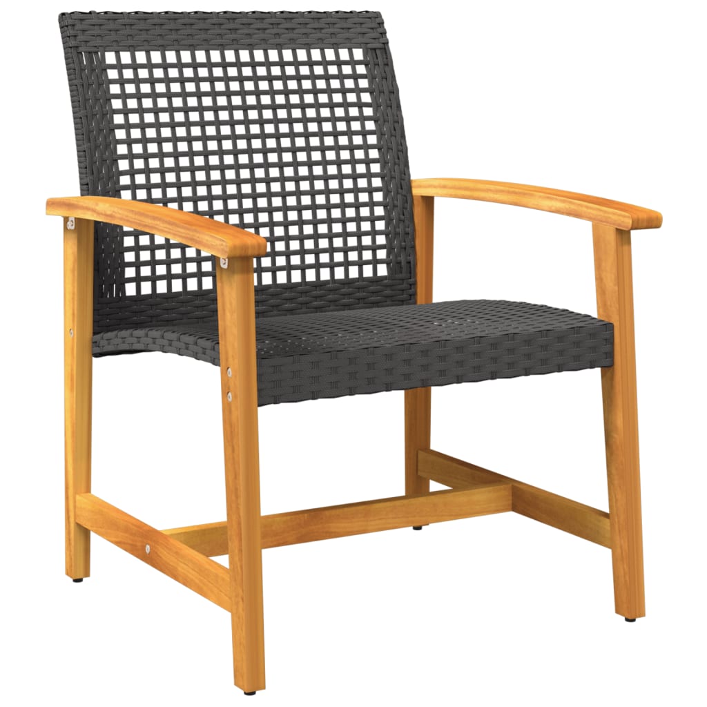 vidaXL Set mobilier de grădină, 5 piese, poliratan negru/lemn acacia vidaXL Set mobilier de grădină, 5 piese, poliratan negru/lemn acacia