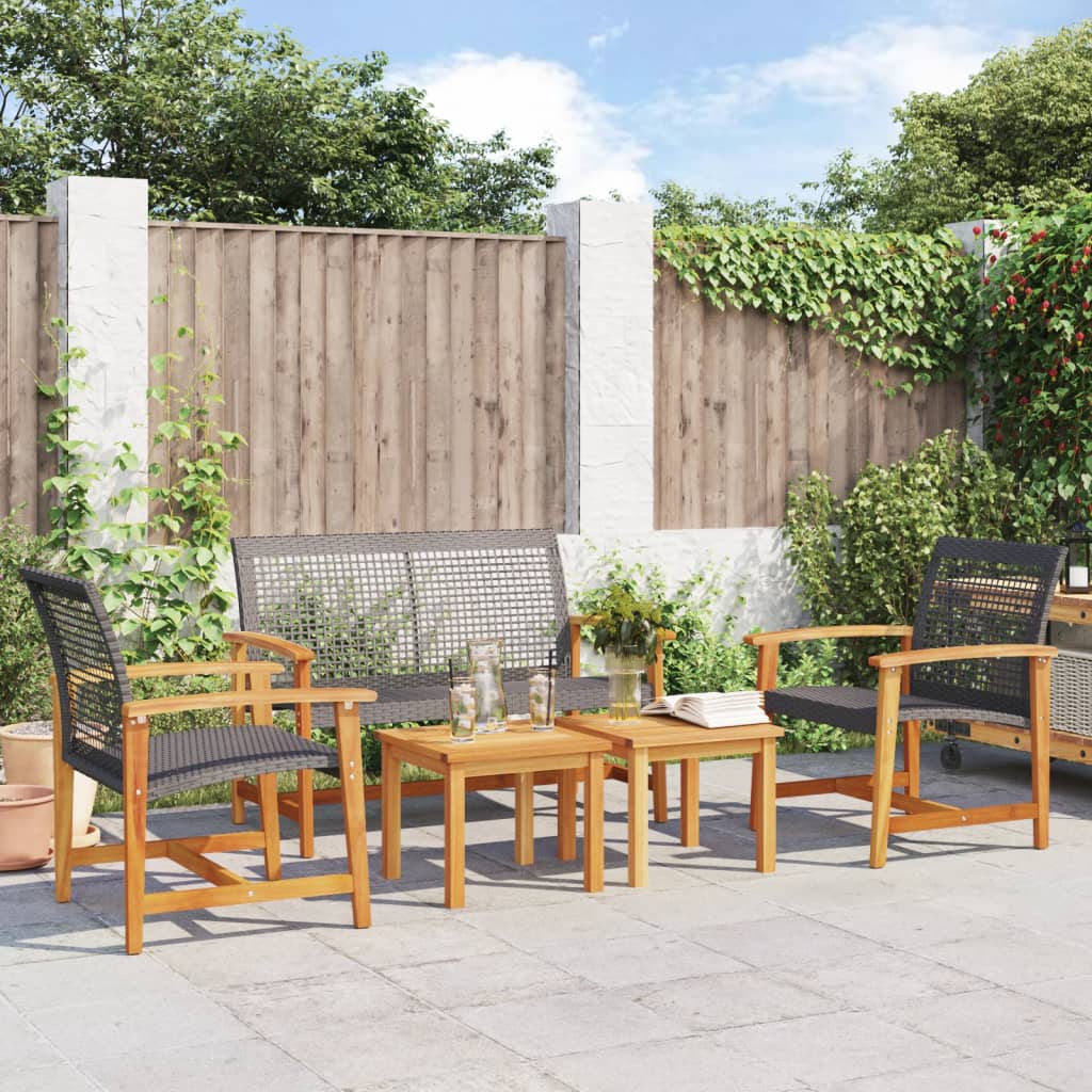 vidaXL Set mobilier de grădină, 5 piese, poliratan negru/lemn acacia vidaXL Set mobilier de grădină, 5 piese, poliratan negru/lemn acacia