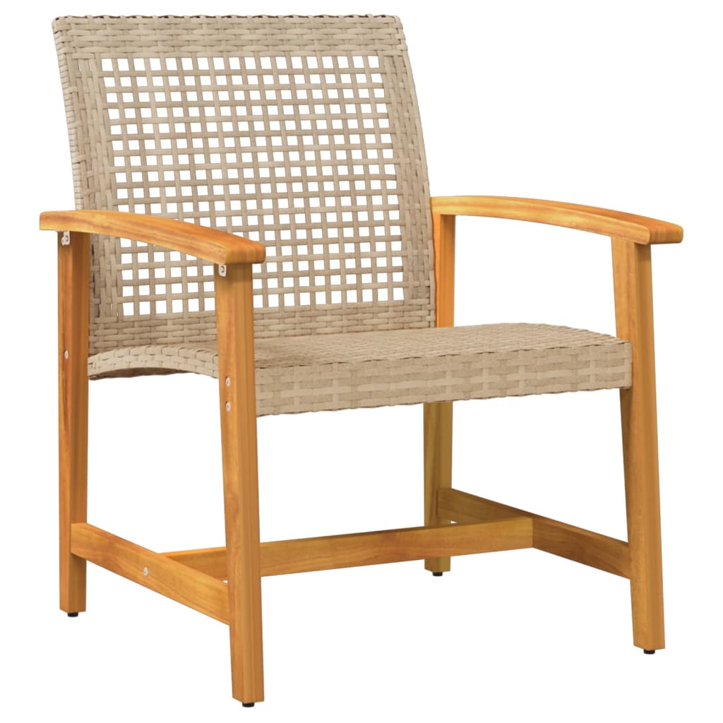 vidaXL Set mobilier de grădină, 5 piese, poliratan bej/lemn de acacia