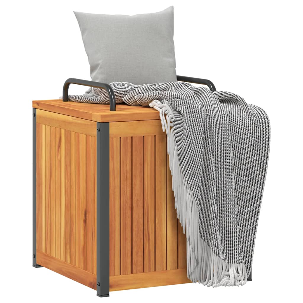vidaXL Cutie de perne de exterior 45x45x45/53cm lemn masiv acacia/oțel vidaXL Cutie de perne de exterior 45x45x45/53cm lemn masiv acacia/oțel
