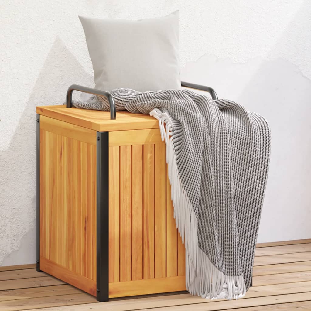 vidaXL Cutie de perne de exterior 45x45x45/53cm lemn masiv acacia/oțel vidaXL Cutie de perne de exterior 45x45x45/53cm lemn masiv acacia/oțel