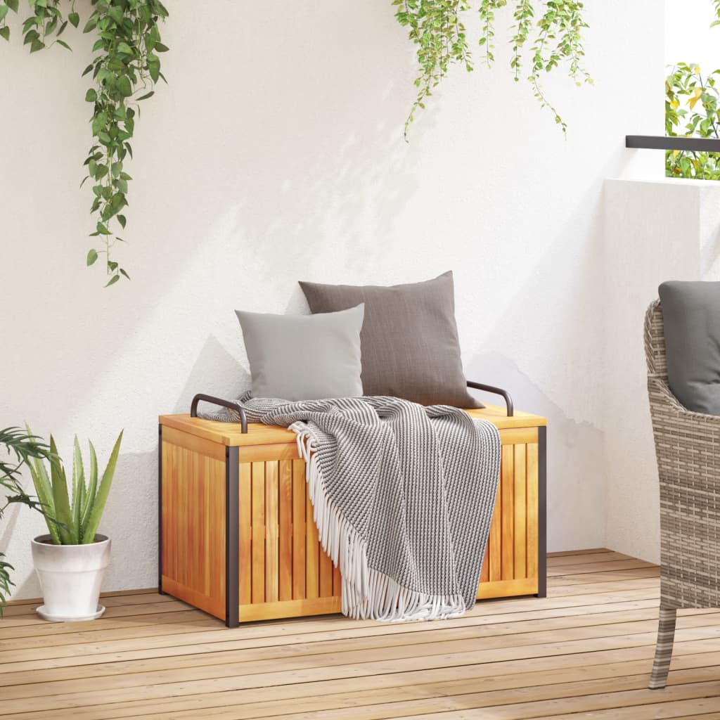 vidaXL Cutie de perne de exterior 85x45x45/53cm lemn masiv acacia/oțel vidaXL Cutie de perne de exterior 85x45x45/53cm lemn masiv acacia/oțel