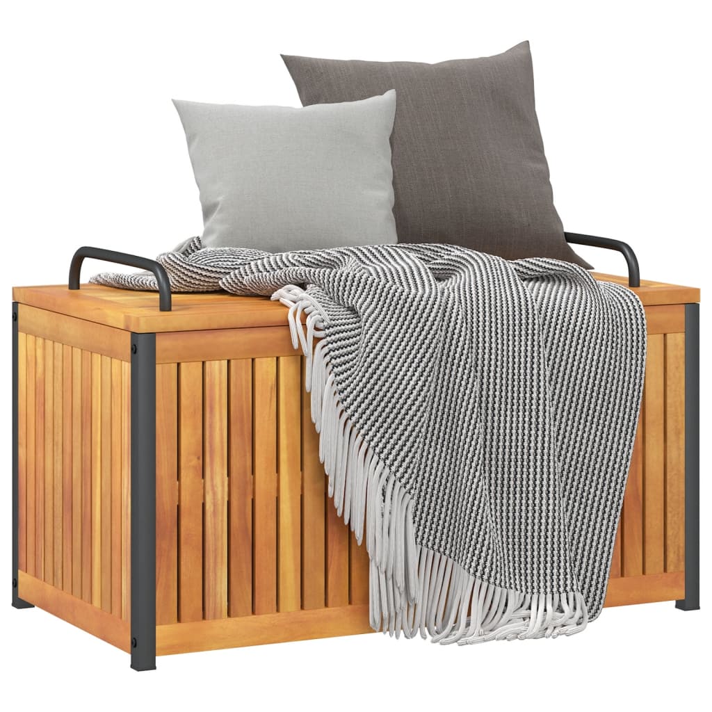 vidaXL Cutie de perne de exterior 85x45x45/53cm lemn masiv acacia/oțel vidaXL Cutie de perne de exterior 85x45x45/53cm lemn masiv acacia/oțel