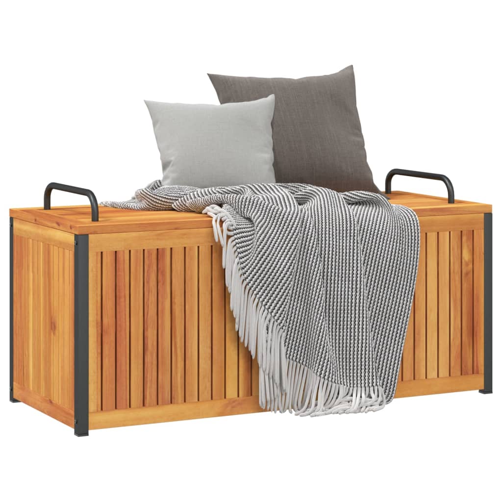 vidaXL Cutie perne de exterior 110x45x42/53cm lemn masiv acacia/oțel vidaXL Cutie perne de exterior 110x45x42/53cm lemn masiv acacia/oțel