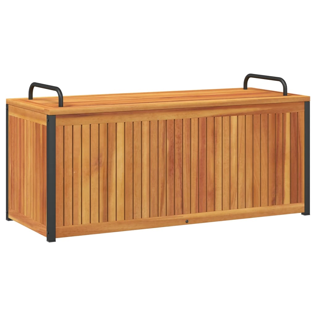 vidaXL Cutie perne de exterior 110x45x42/53cm lemn masiv acacia/oțel vidaXL Cutie perne de exterior 110x45x42/53cm lemn masiv acacia/oțel