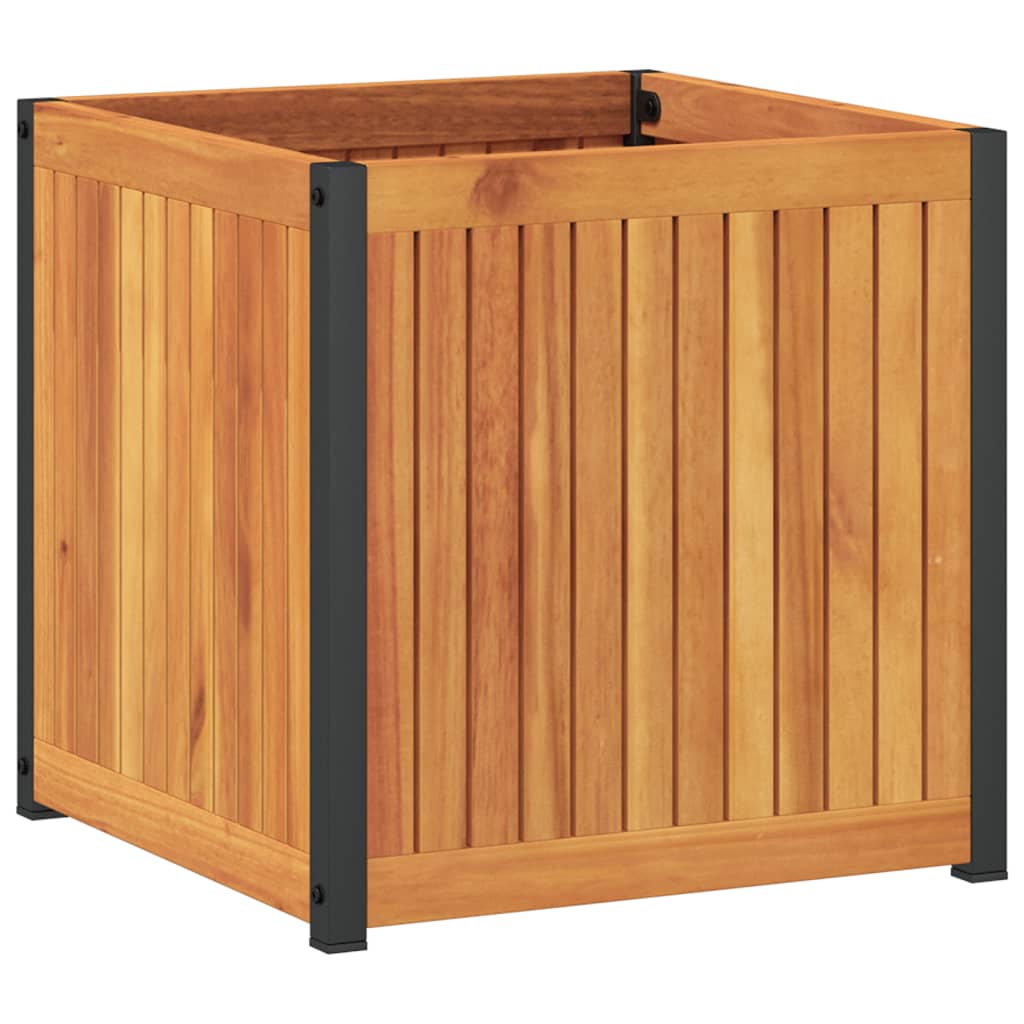 vidaXL Jardinieră de grădină, 45x45x44 cm, lemn masiv acacia/oțel vidaXL Jardinieră de grădină, 45x45x44 cm, lemn masiv acacia/oțel
