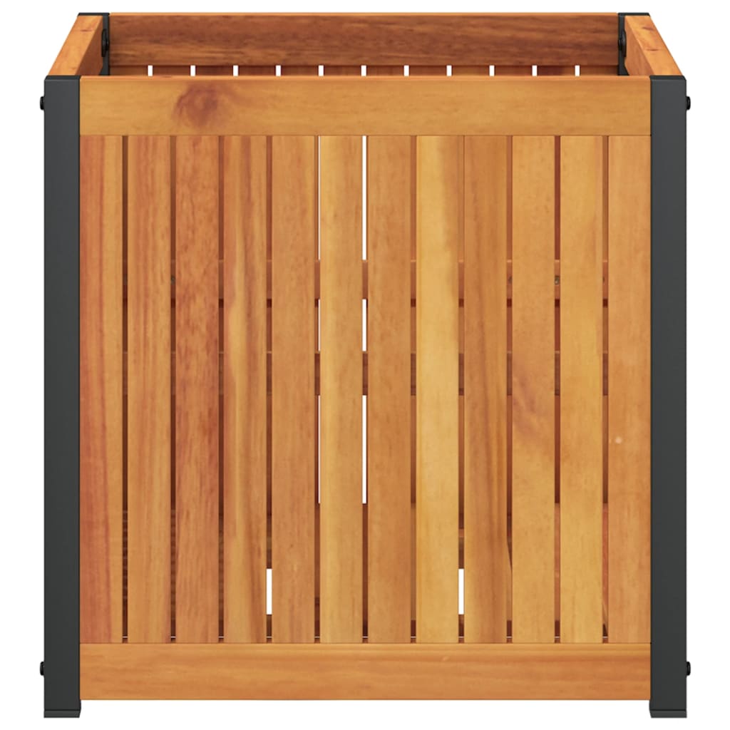 vidaXL Jardinieră de grădină, 45x45x44 cm, lemn masiv acacia/oțel vidaXL Jardinieră de grădină, 45x45x44 cm, lemn masiv acacia/oțel
