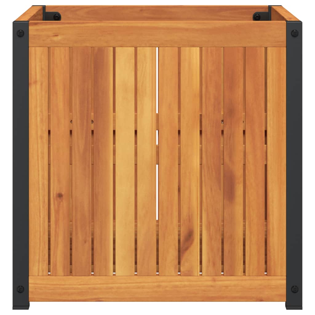 vidaXL Jardinieră de grădină, 45x45x44 cm, lemn masiv acacia/oțel vidaXL Jardinieră de grădină, 45x45x44 cm, lemn masiv acacia/oțel
