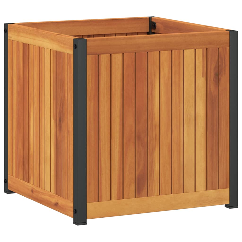 vidaXL Jardinieră de grădină, 45x45x44 cm, lemn masiv acacia/oțel vidaXL Jardinieră de grădină, 45x45x44 cm, lemn masiv acacia/oțel