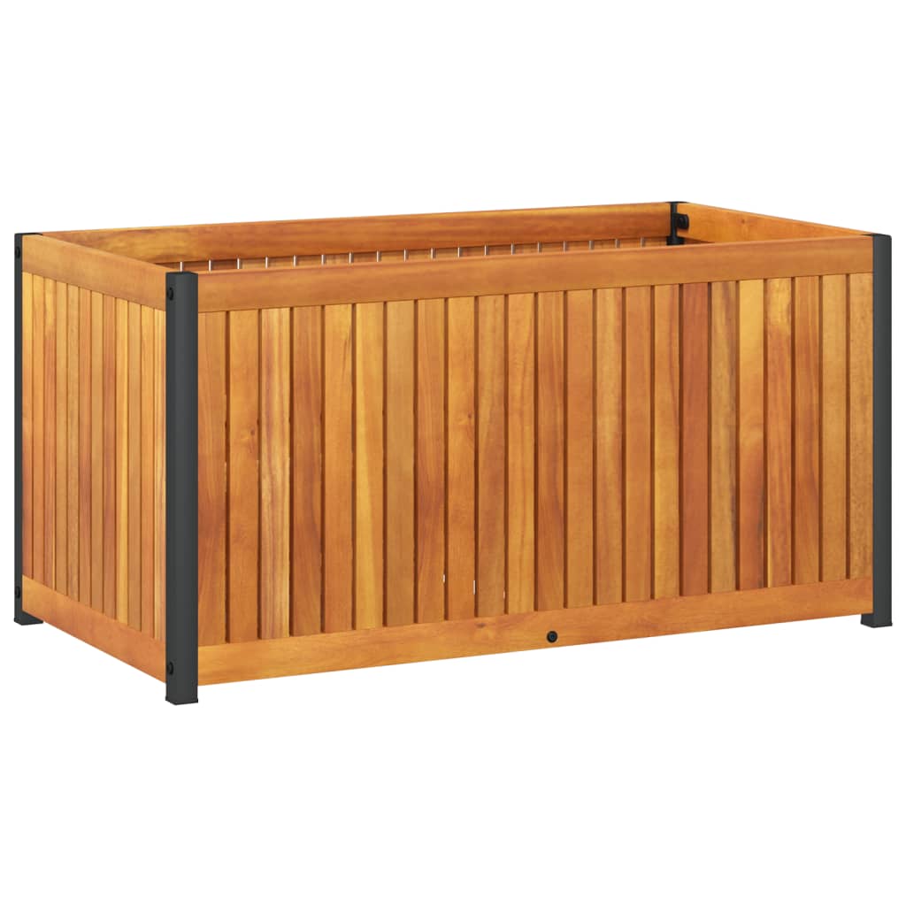vidaXL Jardinieră de grădină, 85x45x44 cm, lemn masiv acacia/oțel vidaXL Jardinieră de grădină, 85x45x44 cm, lemn masiv acacia/oțel