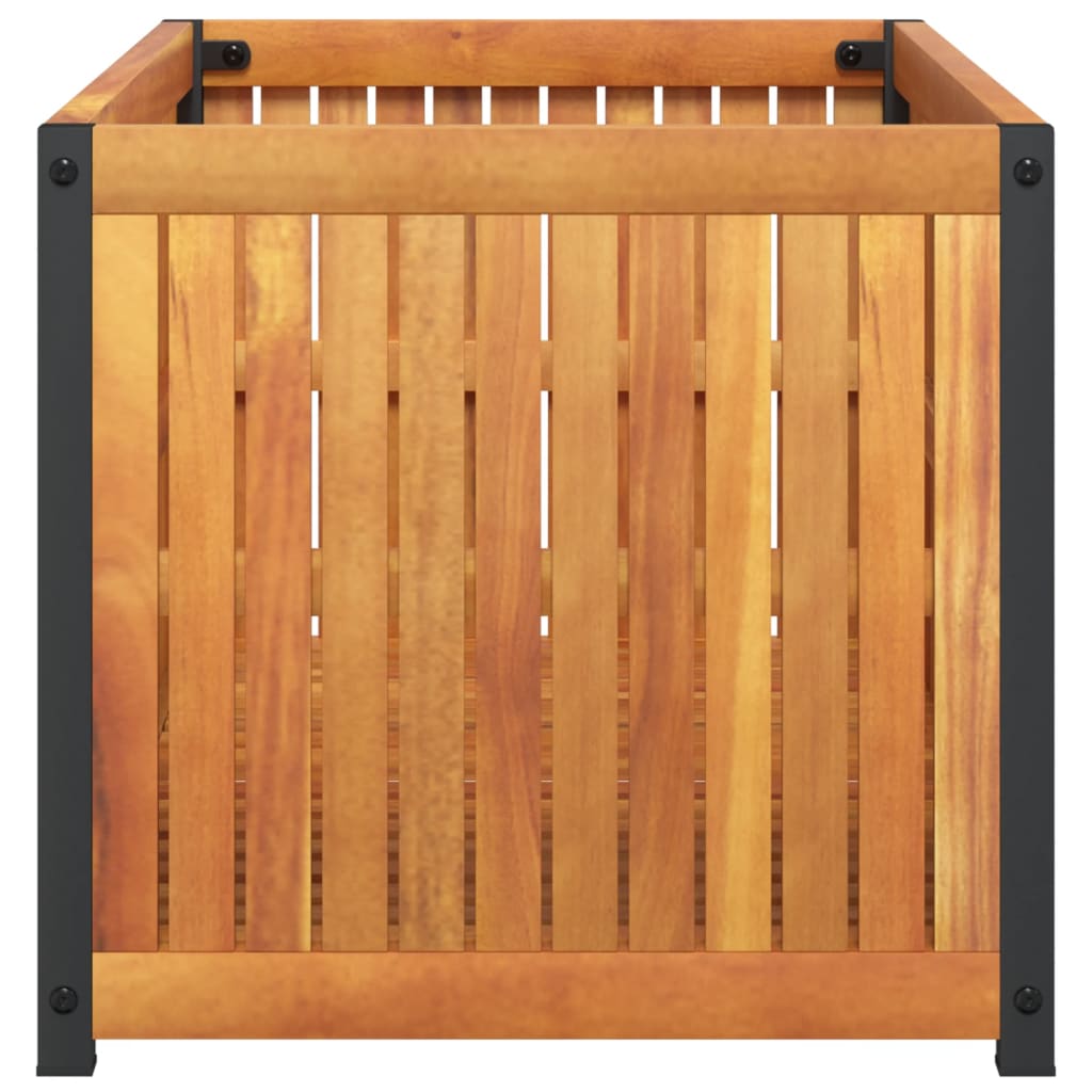 vidaXL Jardinieră de grădină, 85x45x44 cm, lemn masiv acacia/oțel vidaXL Jardinieră de grădină, 85x45x44 cm, lemn masiv acacia/oțel