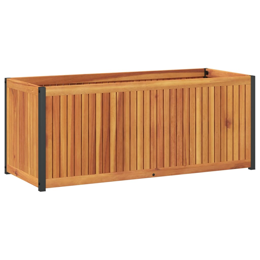 vidaXL Jardinieră de grădină, 110x45x44 cm, lemn masiv acacia/oțel