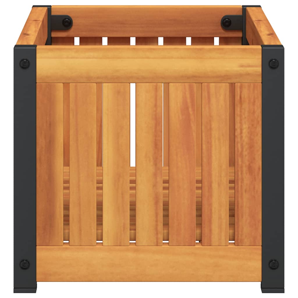 vidaXL Jardinieră de grădină, 45x30x27,5 cm, lemn masiv acacia/oțel vidaXL Jardinieră de grădină, 45x30x27,5 cm, lemn masiv acacia/oțel