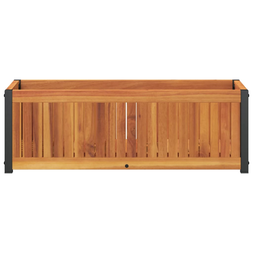 vidaXL Jardinieră de grădină, 80x30x27,5 cm, lemn masiv acacia/oțel vidaXL Jardinieră de grădină, 80x30x27,5 cm, lemn masiv acacia/oțel