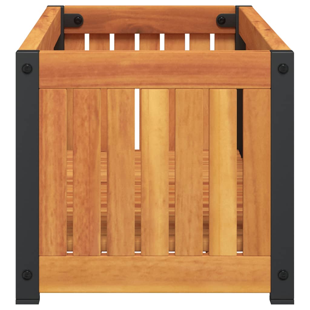 vidaXL Jardinieră de grădină, 80x30x27,5 cm, lemn masiv acacia/oțel vidaXL Jardinieră de grădină, 80x30x27,5 cm, lemn masiv acacia/oțel