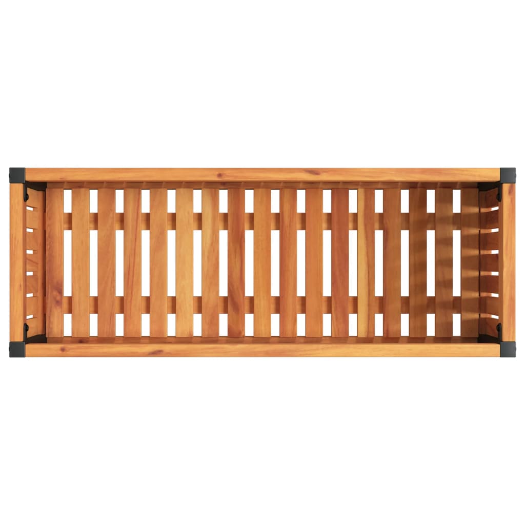 vidaXL Jardinieră de grădină, 80x30x27,5 cm, lemn masiv acacia/oțel vidaXL Jardinieră de grădină, 80x30x27,5 cm, lemn masiv acacia/oțel