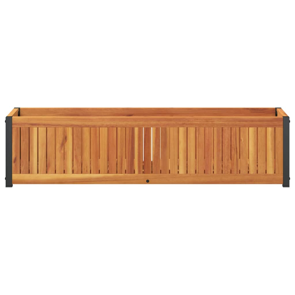 vidaXL Jardinieră de grădină, 110x30x27,5 cm, lemn masiv acacia/oțel