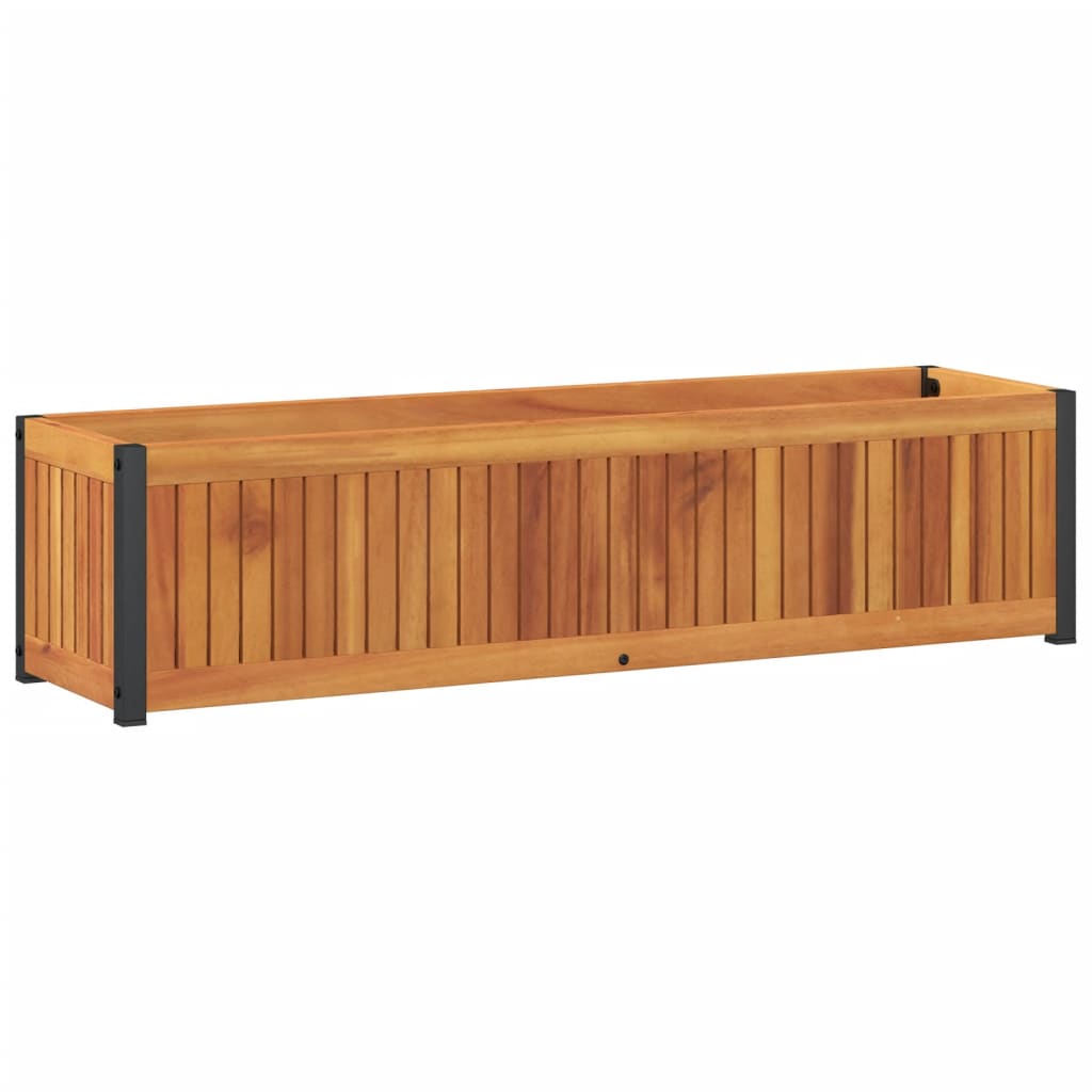 vidaXL Jardinieră de grădină, 110x30x27,5 cm, lemn masiv acacia/oțel
