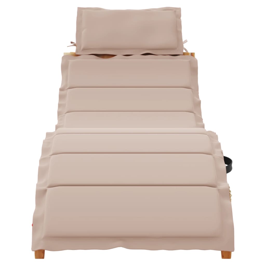 vidaXL Șezlong cu pernă, gri taupe, lemn masiv de acacia vidaXL Șezlong cu pernă, gri taupe, lemn masiv de acacia
