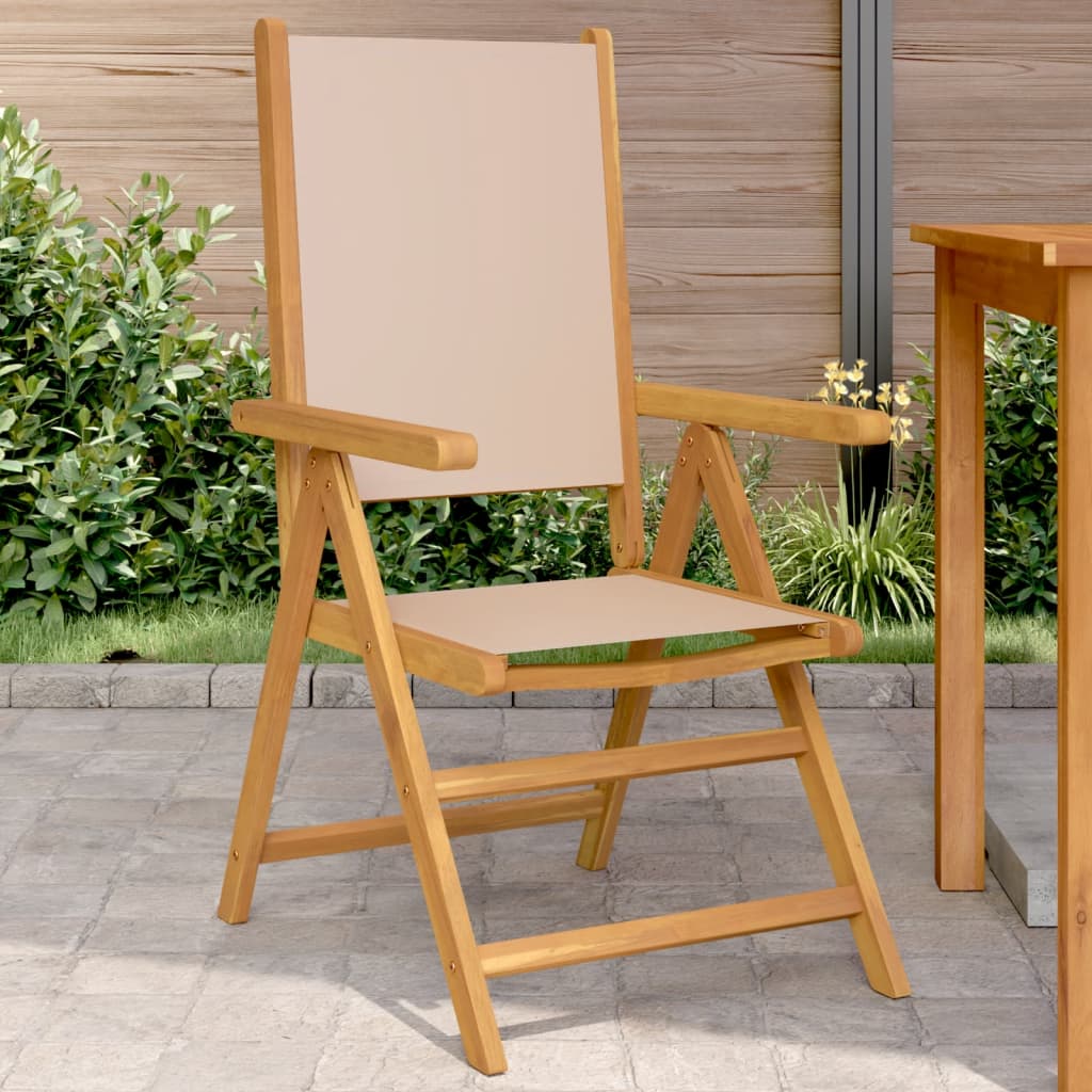 vidaXL Scaune de grădină 2 buc., taupe, lemn masiv acacia și textil vidaXL Scaune de grădină 2 buc., taupe, lemn masiv acacia și textil