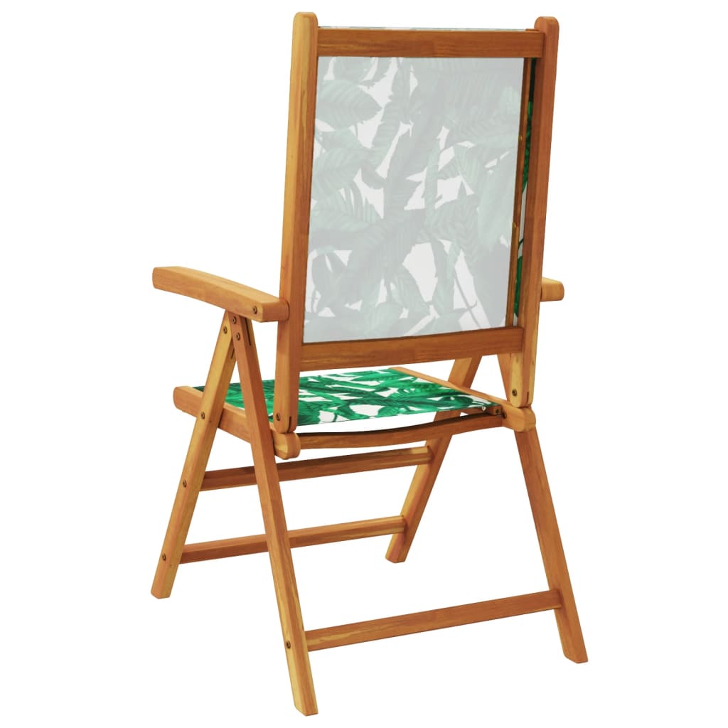 vidaXL Scaune grădină 2 buc., model frunze, lemn masiv acacia textil vidaXL Scaune grădină 2 buc., model frunze, lemn masiv acacia textil