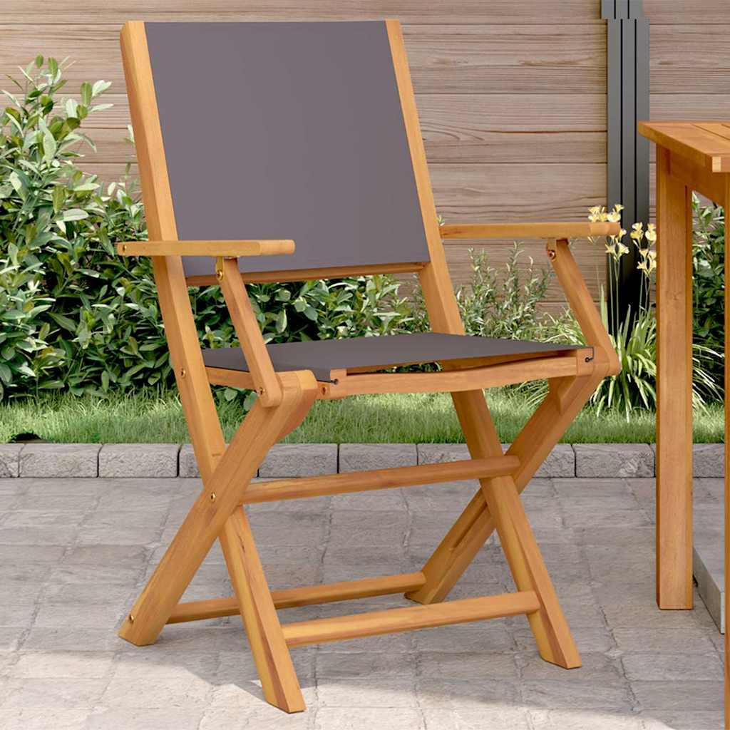 vidaXL Scaune de grădină 2 buc., antracit, lemn masiv acacia și textil vidaXL Scaune de grădină 2 buc., antracit, lemn masiv acacia și textil