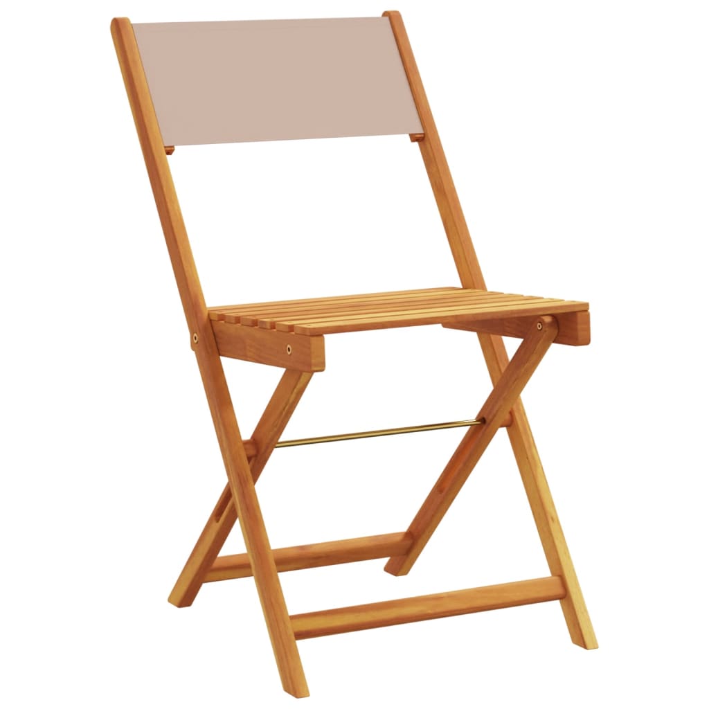 vidaXL Scaune bistro 2 buc., taupe, lemn masiv acacia și textil vidaXL Scaune bistro 2 buc., taupe, lemn masiv acacia și textil