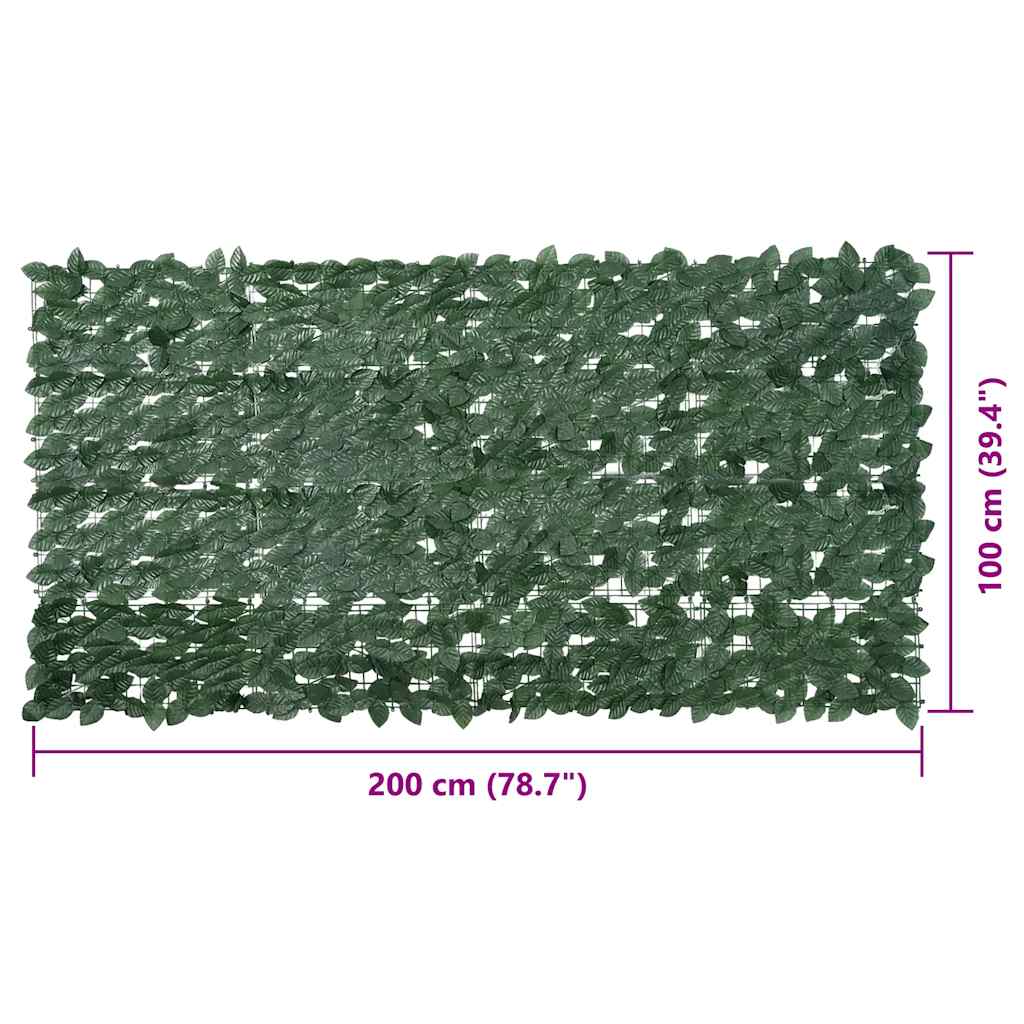 vidaXL Paravan de balcon, frunze verde închis, 200x100 cm