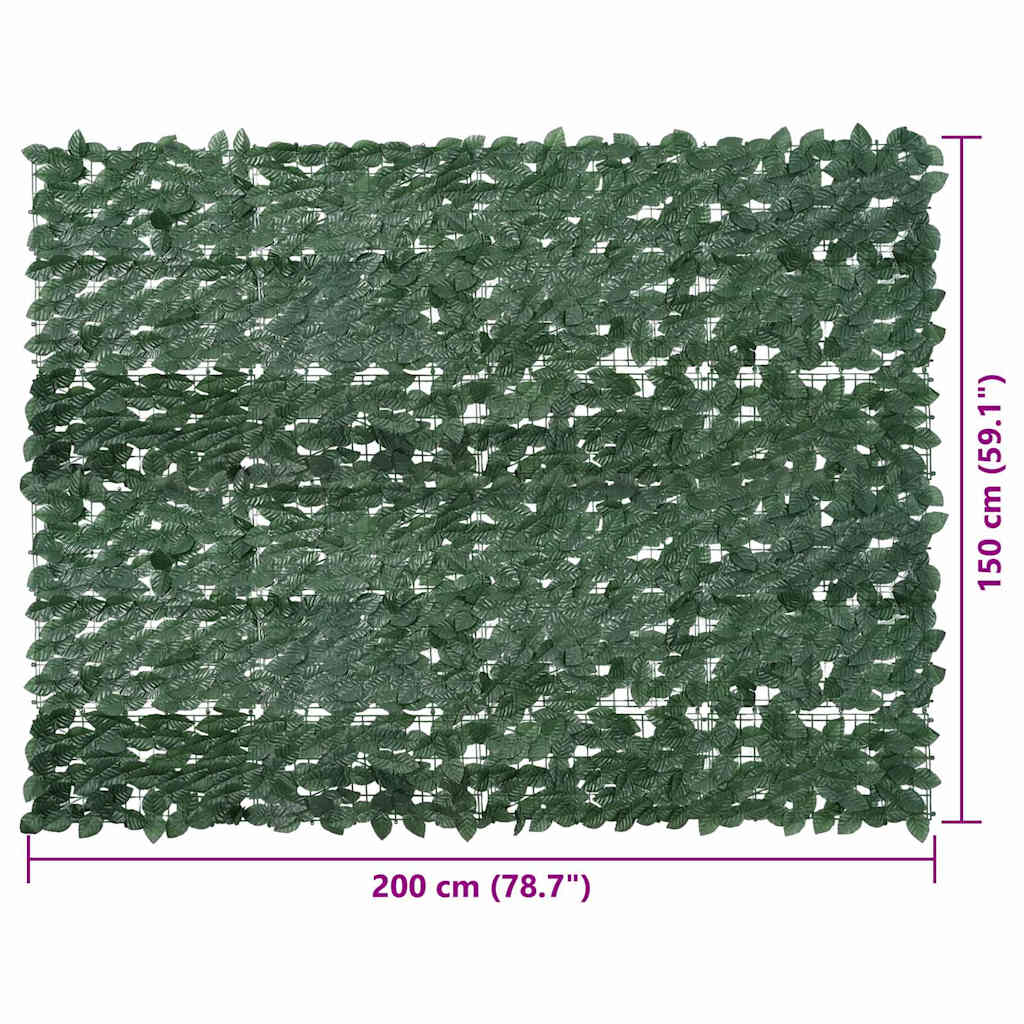 vidaXL Paravan de balcon, frunze verde închis, 200x150 cm
