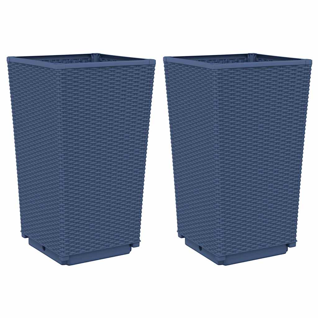 vidaXL Jardiniere de grădină, 2 buc., albastru gri, 32,5x32,5x57 cm, PP