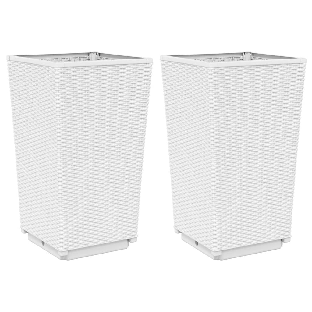 vidaXL Jardiniere de grădină, 2 buc., alb, 32,5x32,5x57 cm, PP vidaXL Jardiniere de grădină, 2 buc., alb, 32,5x32,5x57 cm, PP