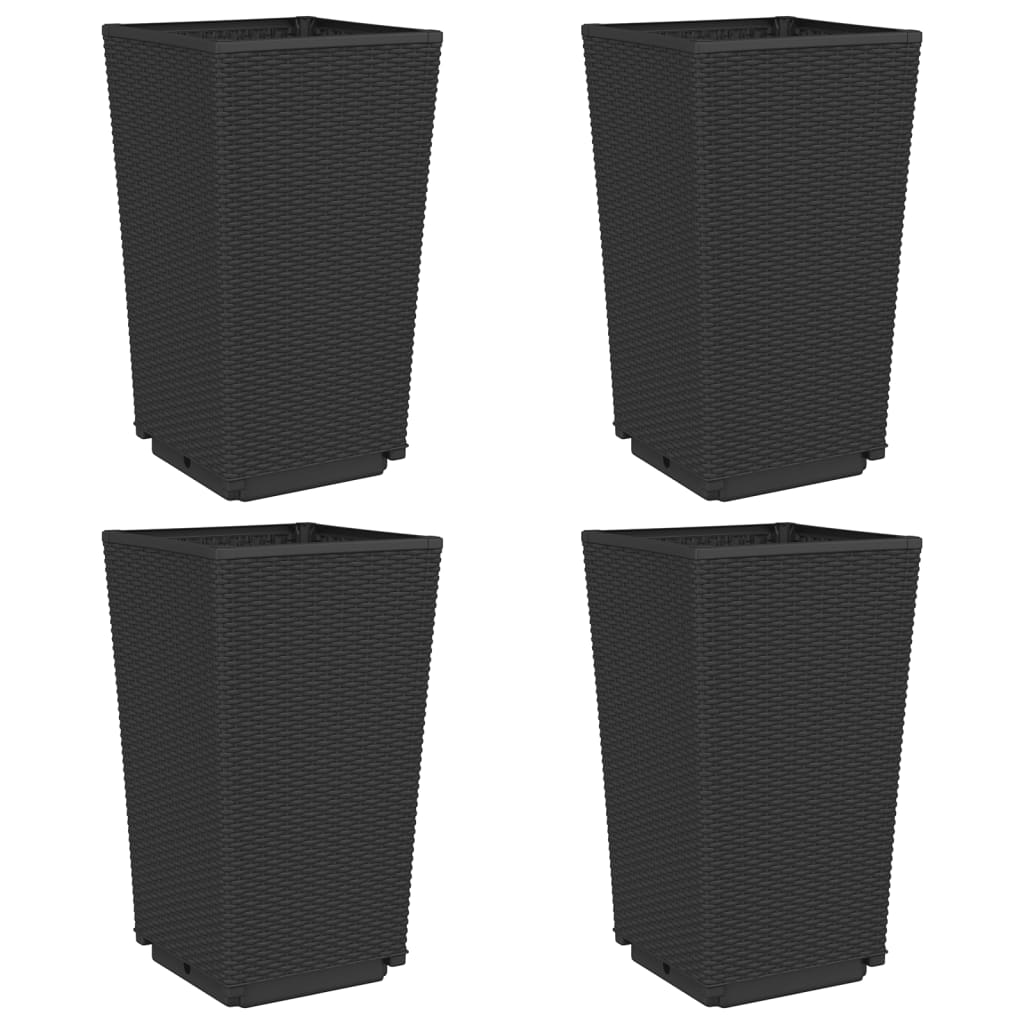 vidaXL Jardiniere de grădină, 4 buc., negru, 32,5x32,5x57 cm, PP