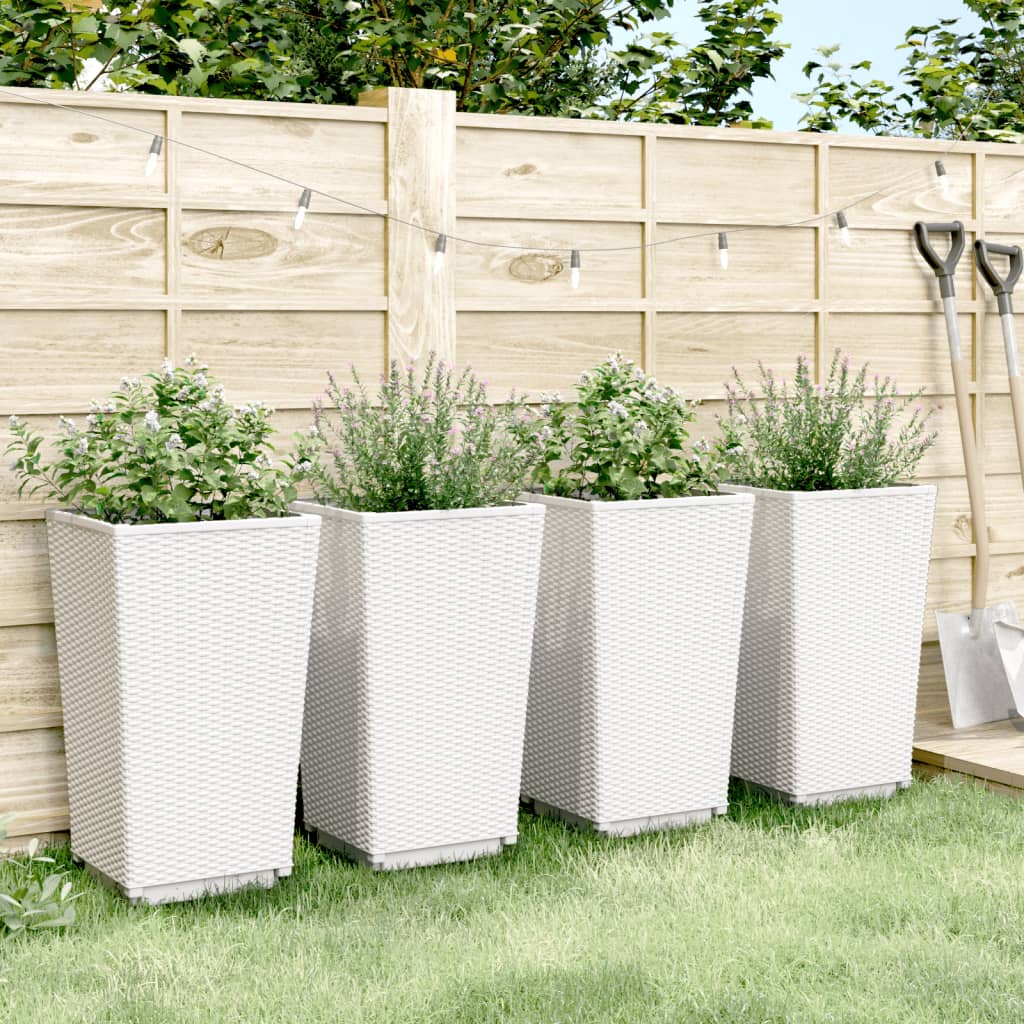 vidaXL Jardiniere de grădină, 4 buc., alb, 32,5x32,5x57 cm, PP vidaXL Jardiniere de grădină, 4 buc., alb, 32,5x32,5x57 cm, PP