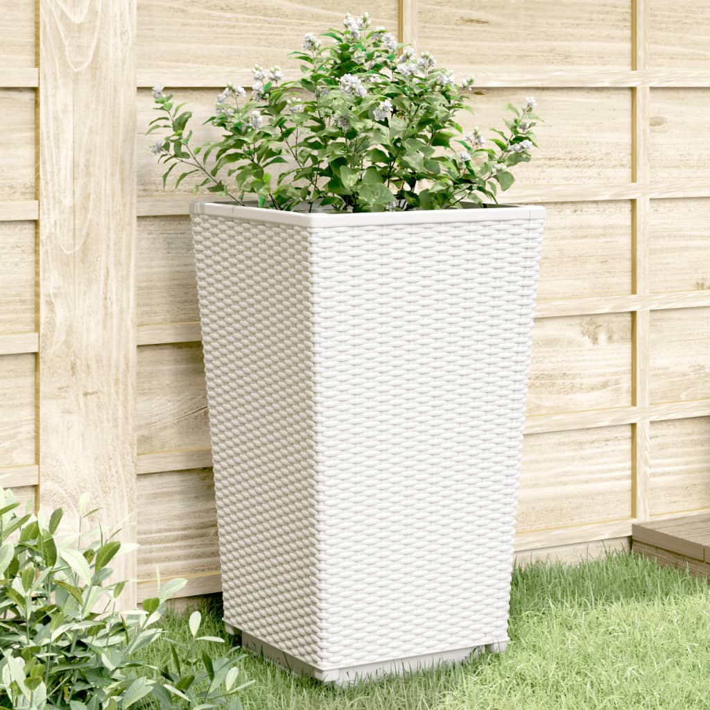 vidaXL Jardiniere de grădină, 4 buc., alb, 32,5x32,5x57 cm, PP vidaXL Jardiniere de grădină, 4 buc., alb, 32,5x32,5x57 cm, PP
