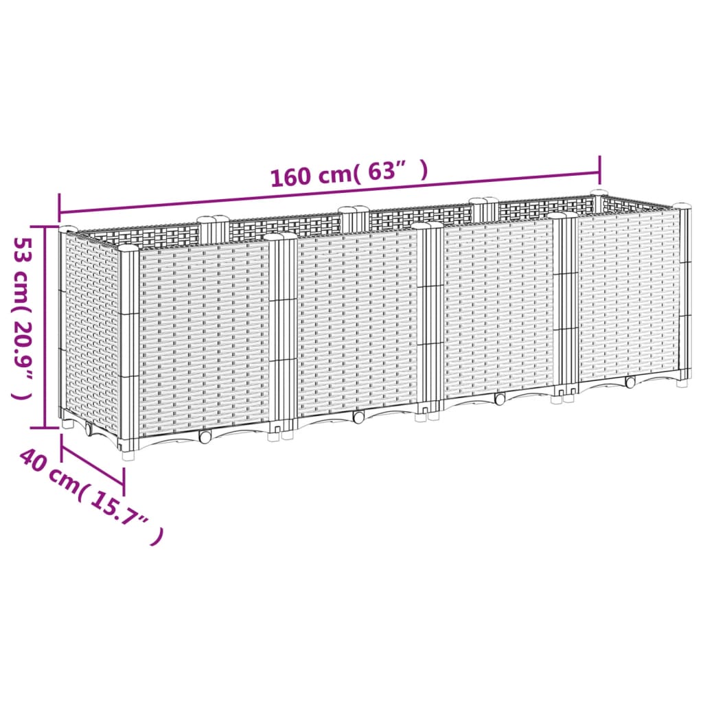 vidaXL Jardinieră de grădină, maro, 160x40x53 cm, PP vidaXL Jardinieră de grădină, maro, 160x40x53 cm, PP