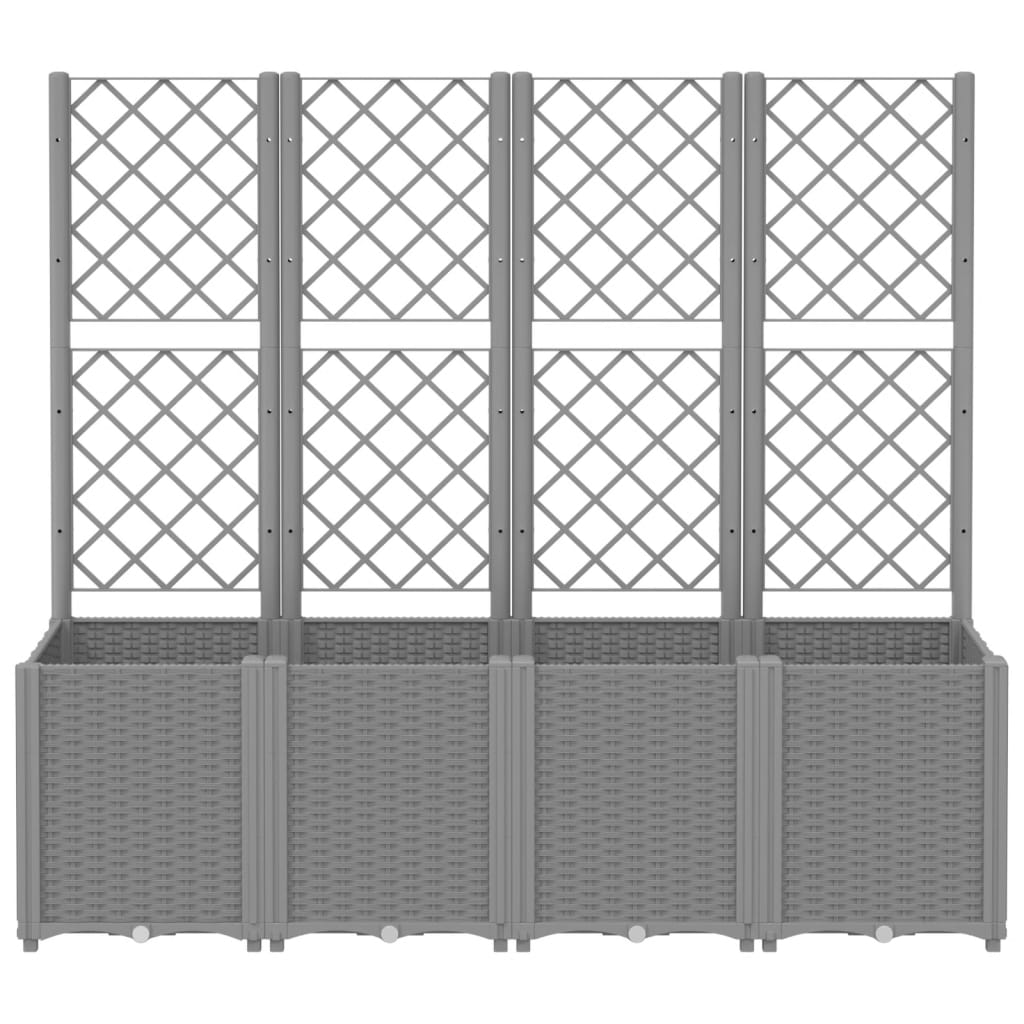 vidaXL Jardinieră de grădină cu spalier gri deschis 160x40x140 cm PP vidaXL Jardinieră de grădină cu spalier gri deschis 160x40x140 cm PP