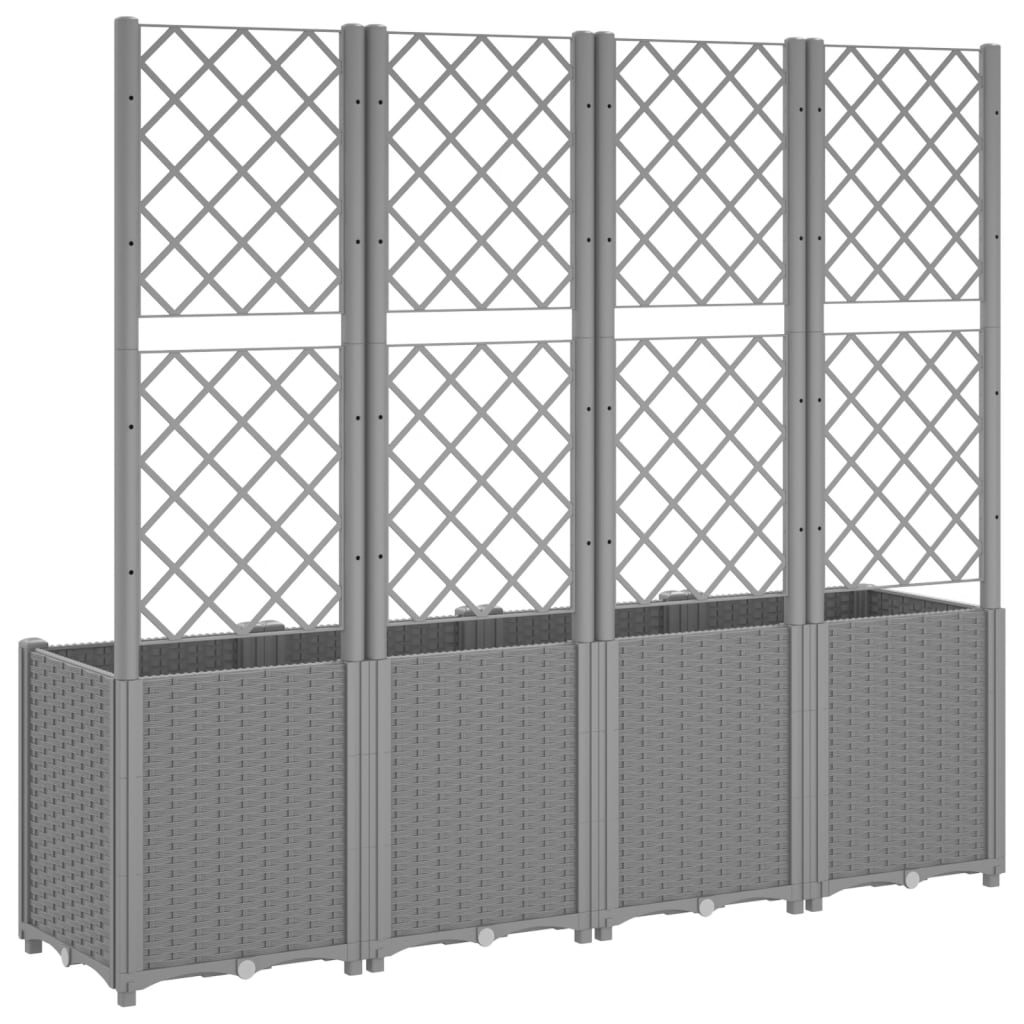 vidaXL Jardinieră de grădină cu spalier gri deschis 160x40x140 cm PP vidaXL Jardinieră de grădină cu spalier gri deschis 160x40x140 cm PP