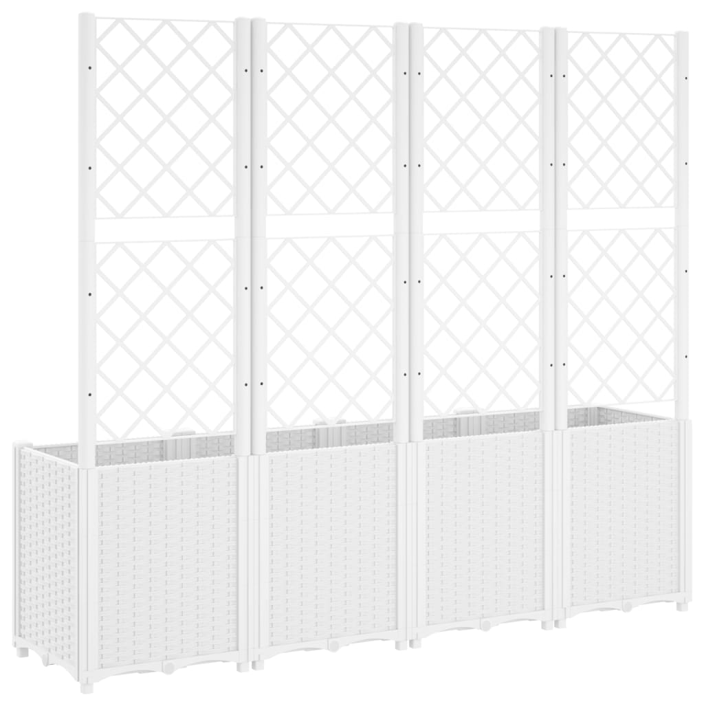 vidaXL Jardinieră de grădină cu spalier, alb, 160x40x140 cm PP vidaXL Jardinieră de grădină cu spalier, alb, 160x40x140 cm PP