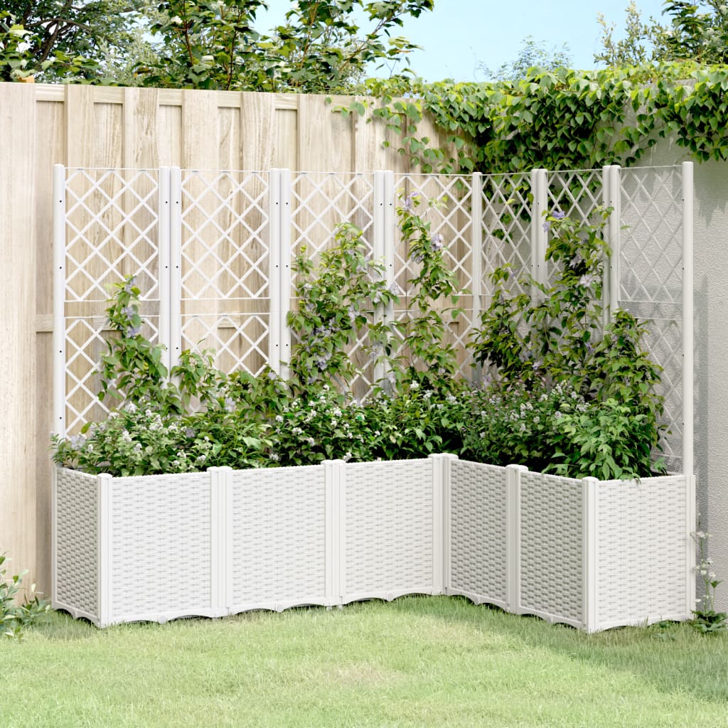 vidaXL Jardinieră de grădină cu spalier, alb, 160x120x140 cm PP vidaXL Jardinieră de grădină cu spalier, alb, 160x120x140 cm PP