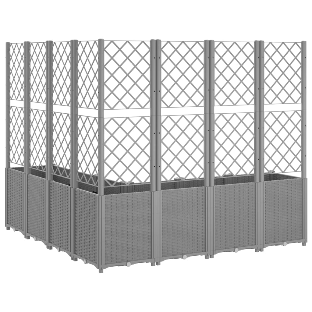 vidaXL Jardinieră de grădină cu spalier gri deschis 160x160x140 cm PP vidaXL Jardinieră de grădină cu spalier gri deschis 160x160x140 cm PP