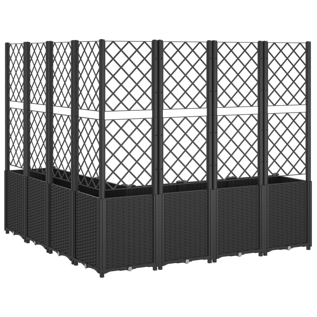 vidaXL Jardinieră de grădină cu spalier, negru, 160x160x140 cm, PP