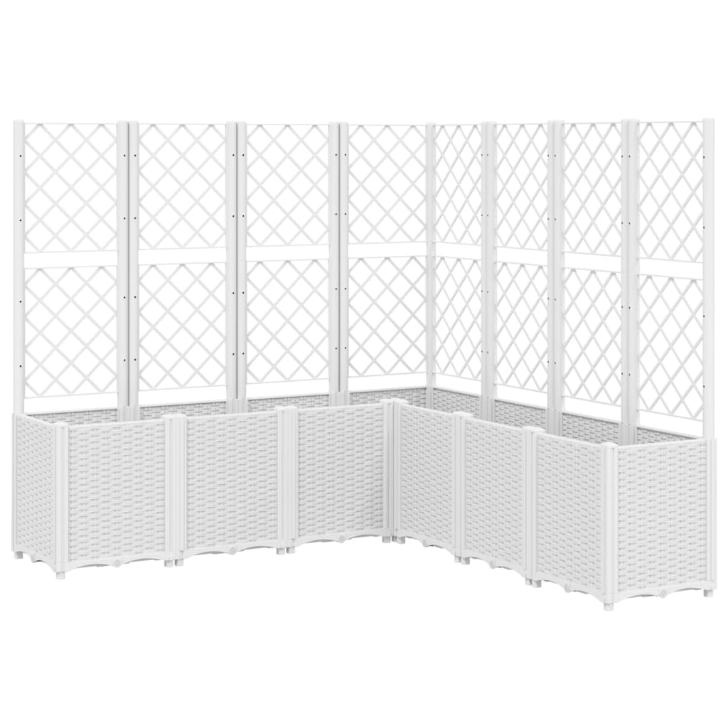 vidaXL Jardinieră de grădină cu spalier, alb, 160x160x140 cm PP