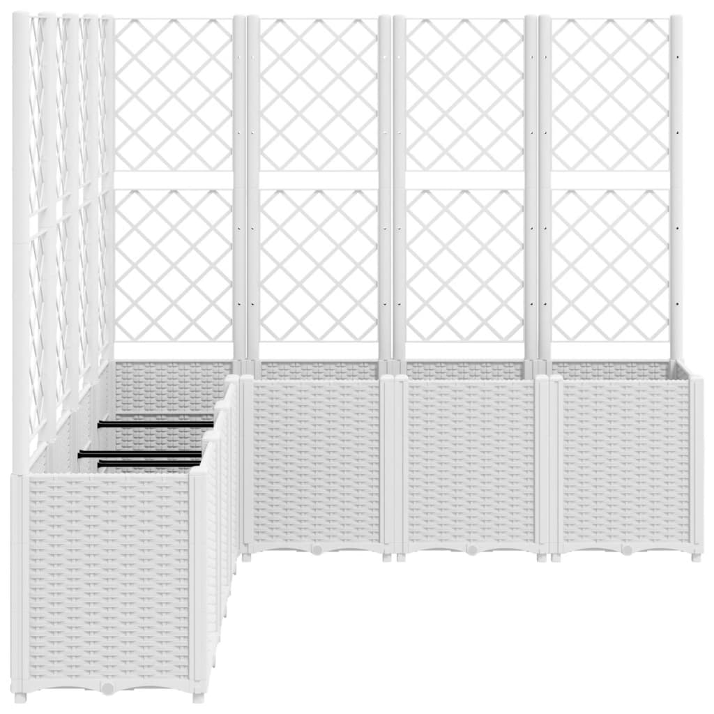vidaXL Jardinieră de grădină cu spalier, alb, 160x160x140 cm PP
