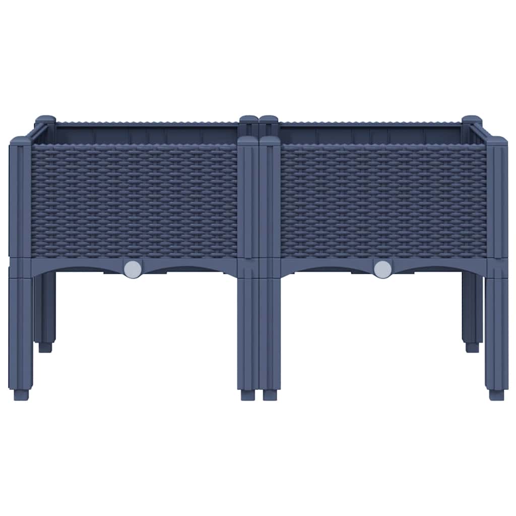 vidaXL Jardinieră de grădină cu picioare, albastru gri, 80x40x42 cm, PP