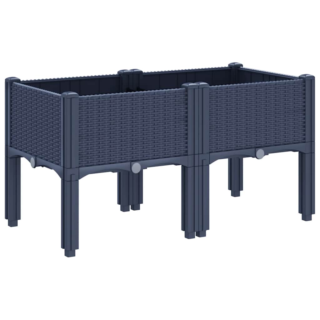 vidaXL Jardinieră de grădină cu picioare, albastru gri, 80x40x42 cm, PP