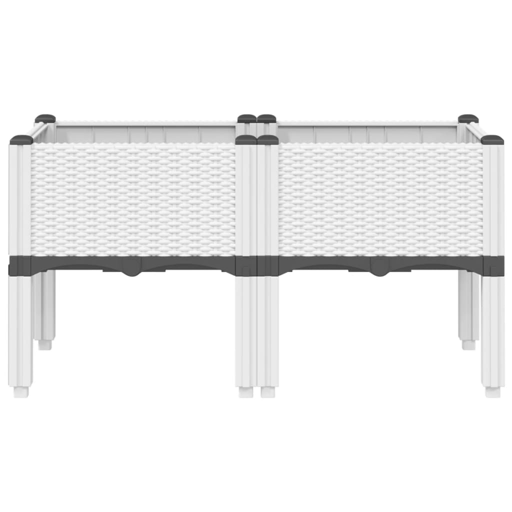 vidaXL Jardinieră de grădină cu picioare, alb, 80x40x42 cm, PP