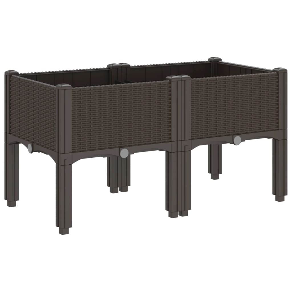 vidaXL Jardinieră de grădină cu picioare, maro, 80x40x42 cm, PP