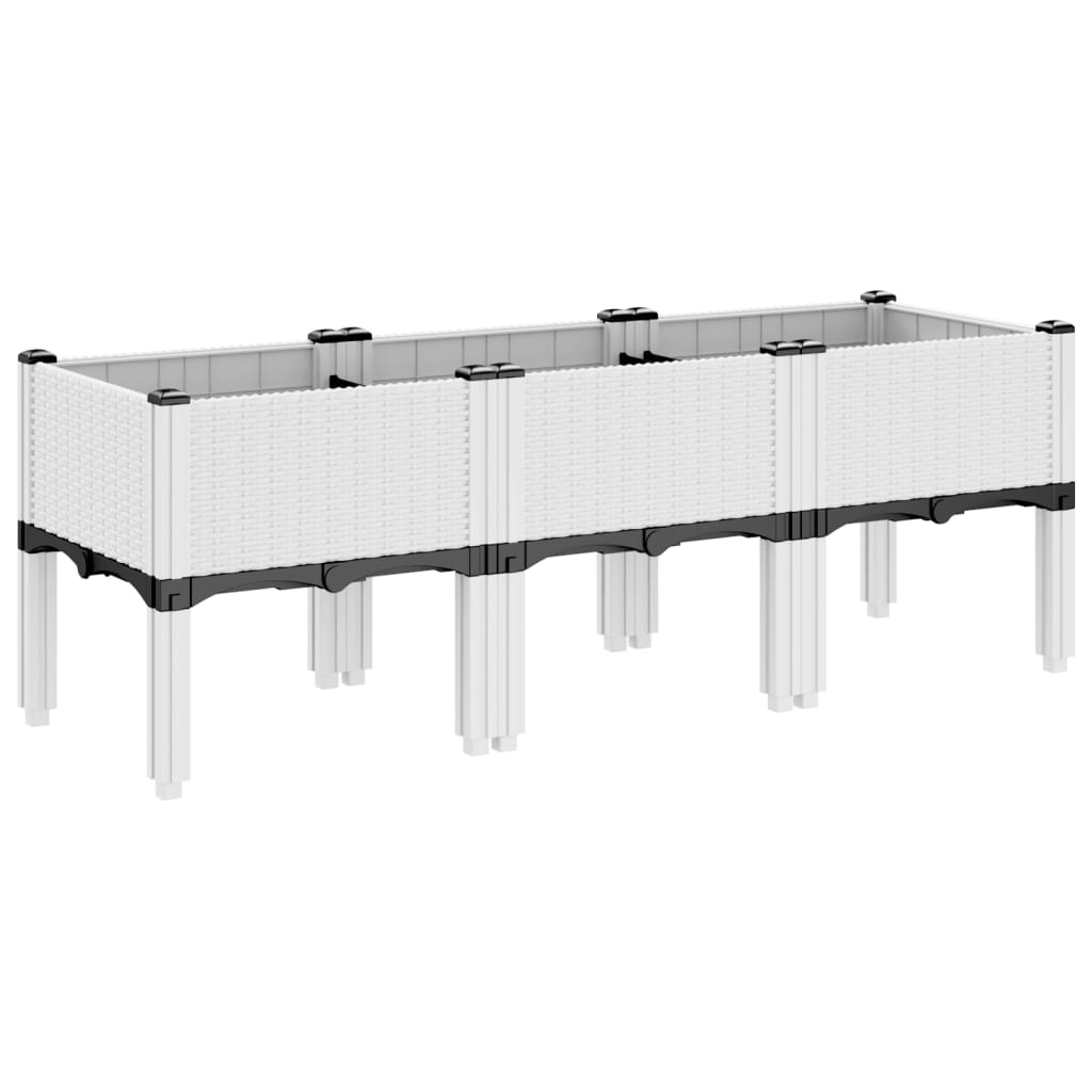 vidaXL Jardinieră de grădină cu picioare, alb, 120x40x42 cm, PP
